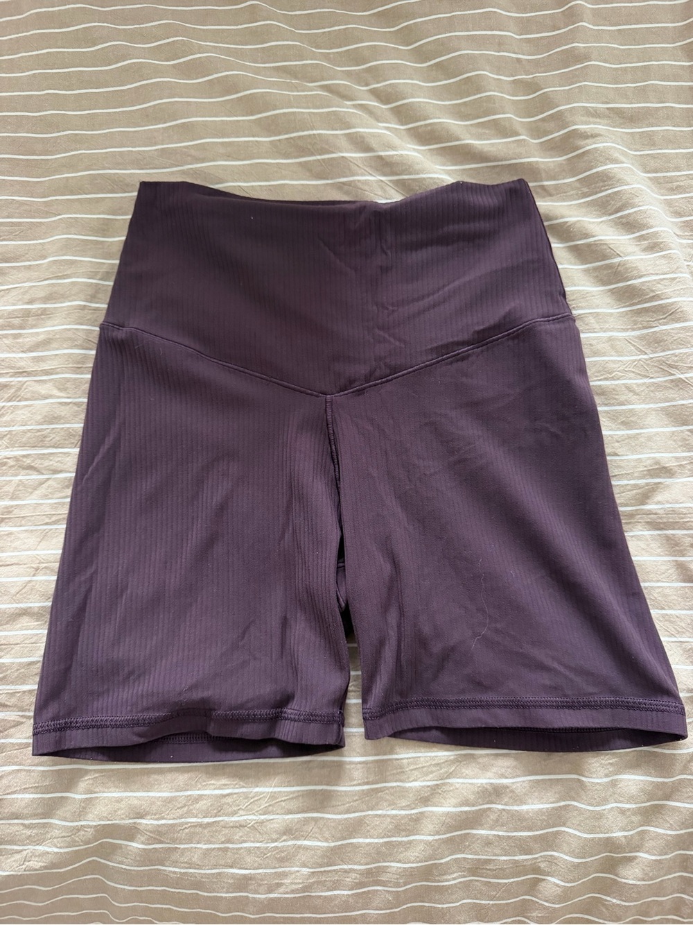 Offline Aerie High-Waist Ribbed Bike Shorts - Deep Plum